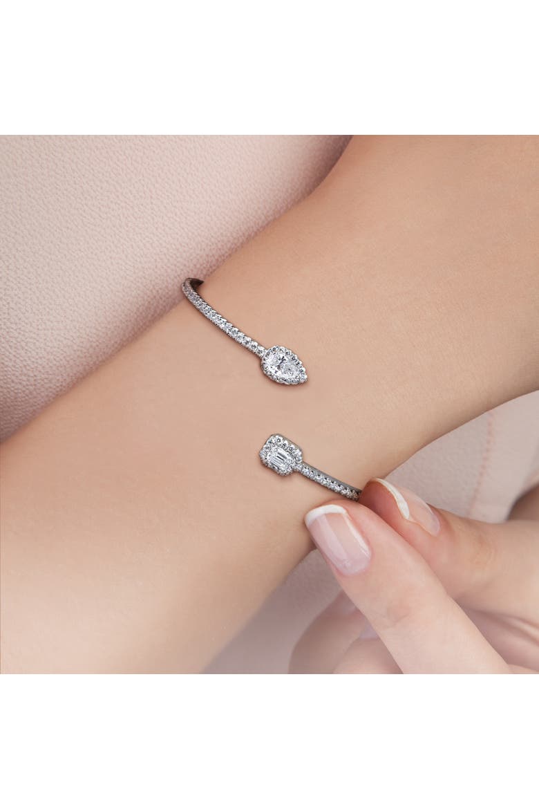 Lab-Grown Diamond Open Bangle 14k, Alternate, color, White Gold