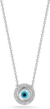 GLAZE JEWELRY Cubic Zirconia & Mother-of-Pearl Evil Eye Pendant Necklace