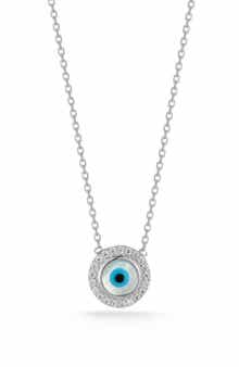 GLAZE JEWELRY Cubic Zirconia & Mother-of-Pearl Evil Eye Pendant Necklace
