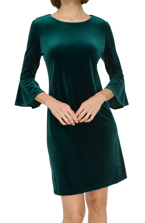Tommy Hilfiger Bell Sleeve Velvet Dress In Green