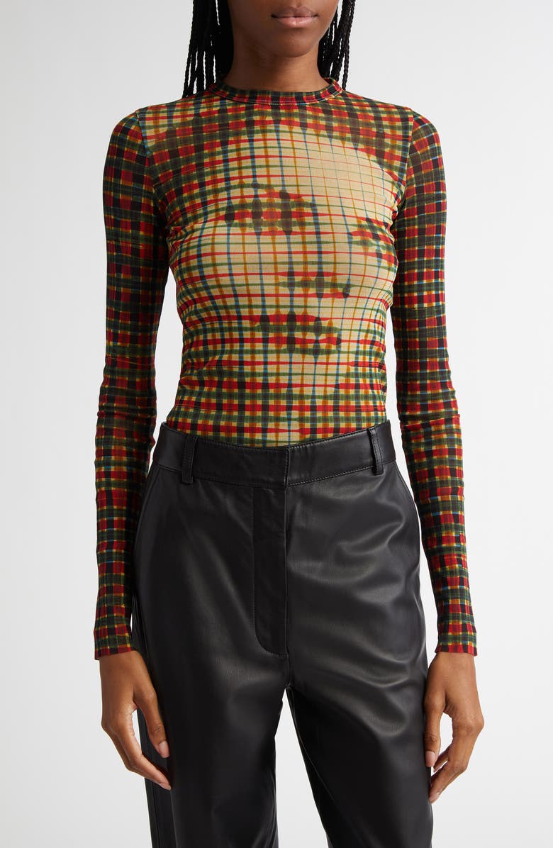 Jean Paul Gaultier Portrait Print Long Sleeve Mesh Top | Nordstrom