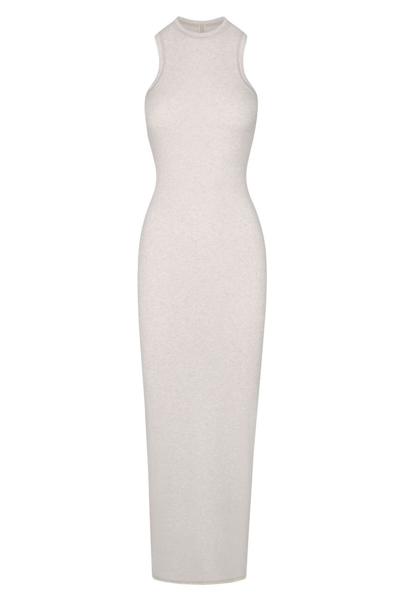 Stretch Cotton Rib Dress, Alternate, color, HEATHER OATMEAL