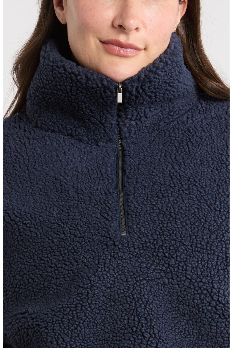 Faux Shearling Half Zip Pullover, Alternate, color, NAVY SAPPHIRE