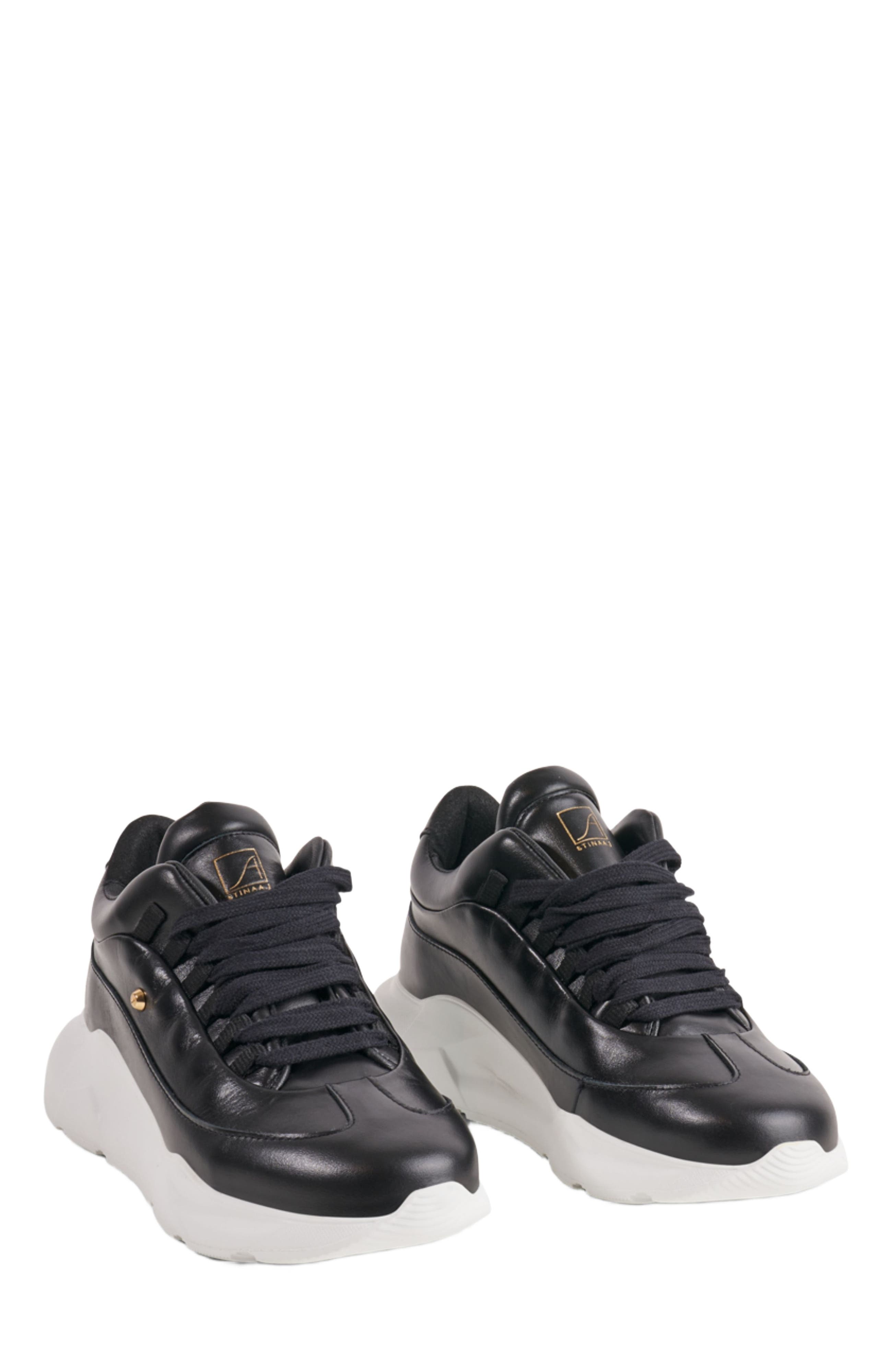 Stinaa.J Nova Orthopedic Sneakers, Alternate, color, Black Leather