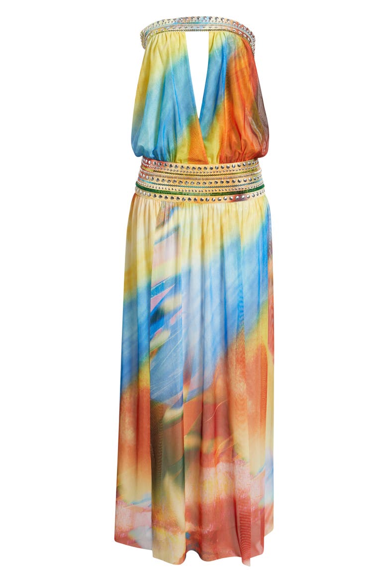 Jewel Band Sleeveless Maxi Dress, Alternate, color, BLUE MULTI