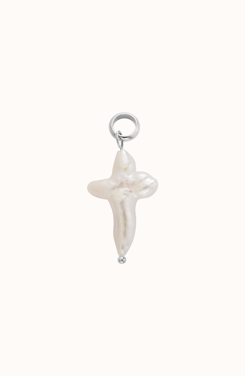 Joiana Jewelry Pearl Cross Charm Pendant In Neutral