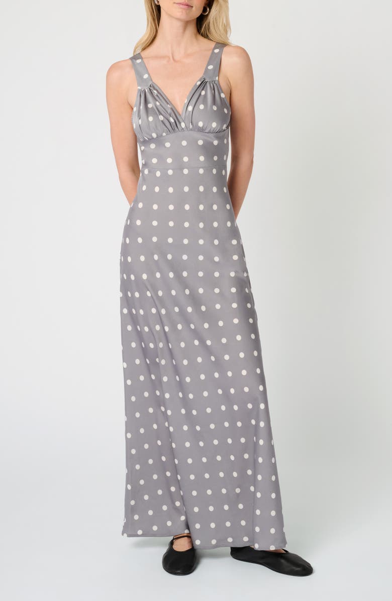 WeWoreWhat Ruched Cup Slip Maxi Dress, Main, color, Dusty Blue