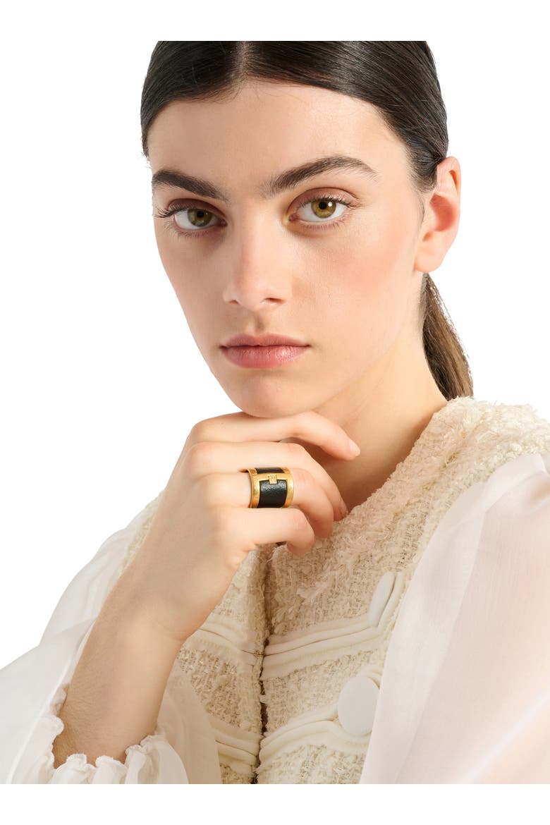 Anthem ring in brass and resin, Alternate, color, black