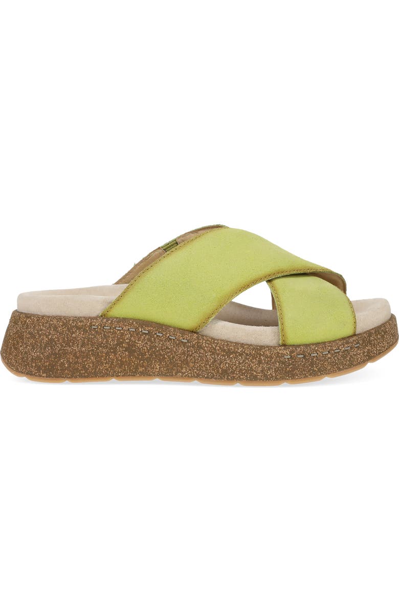 Dansko Bridget Platform Wedge Slide Sandal, Alternate, color, Lime Burnished Suede
