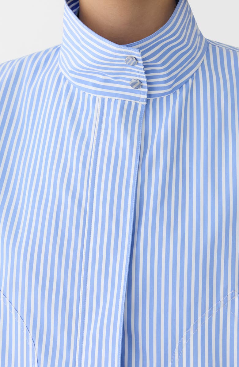 Lafayette 148 New York Stripe Cotton Zip Front Bomber Jacket, Alternate, color, Blue Hydrangea Multi