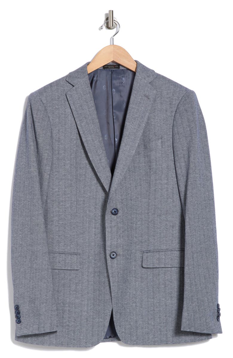 John Varvatos Star USA Herringbone Cotton Blend Sport Coat, Alternate, color, Blue/ White