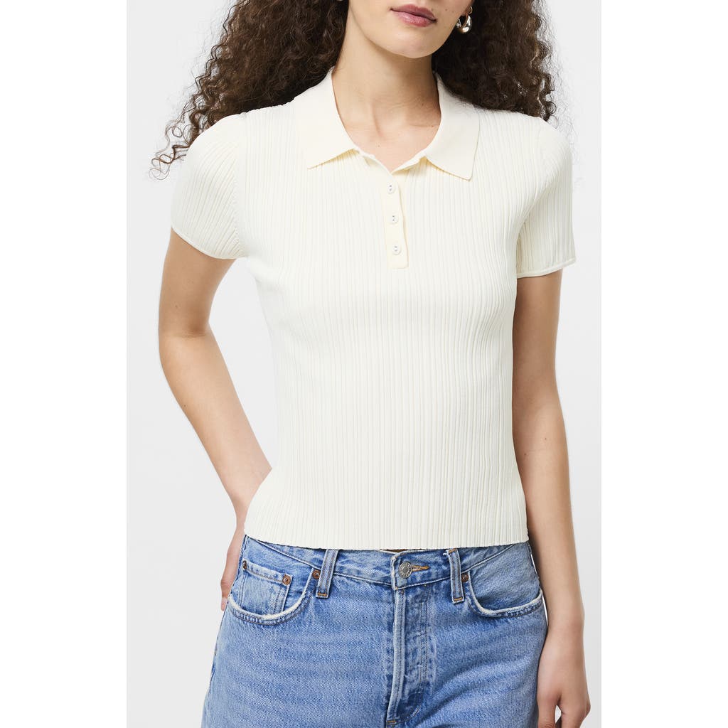 French Connection Crinkle Knit Slim Polo In White
