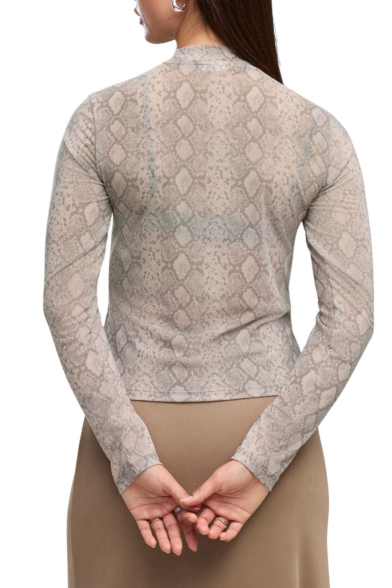 AOP Snake Print Mesh Long Sleeve T-Shirt, Alternate, color, MOUSE GRAY