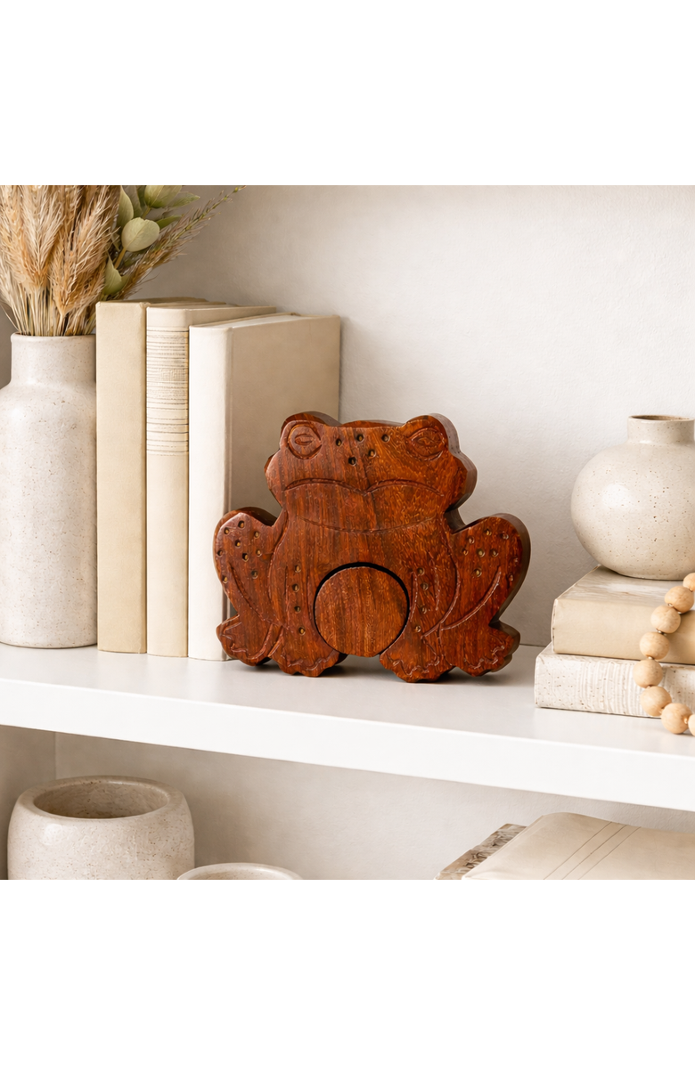 Matr Boomie Frog Puzzle Box - Hand Carved Wood, Alternate, color, Hand Carved Wood