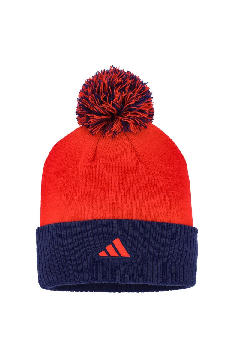 adidas Women's adidas Red New York Rangers Laurel Cuffed Knit Hat with Pom, Alternate, color,