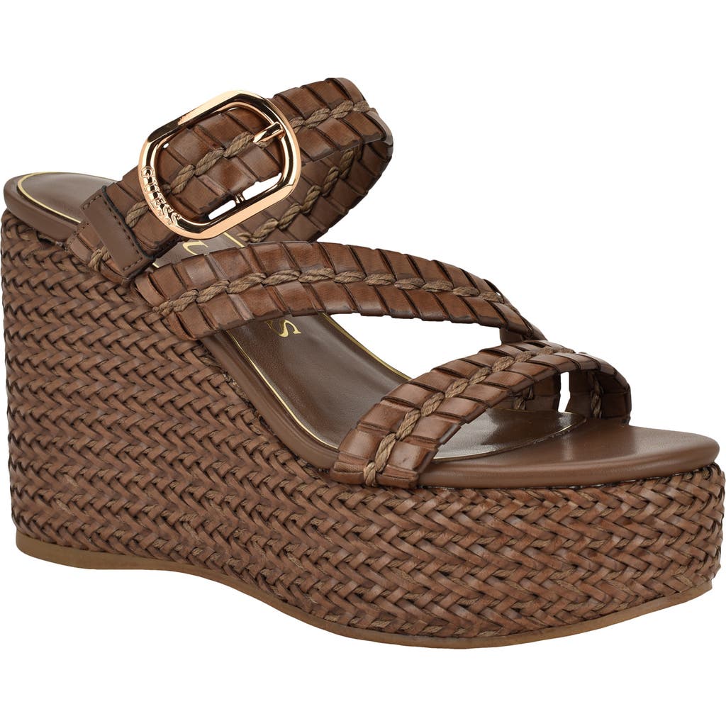 Guess Evana Platform Wedge Sandal In Brown