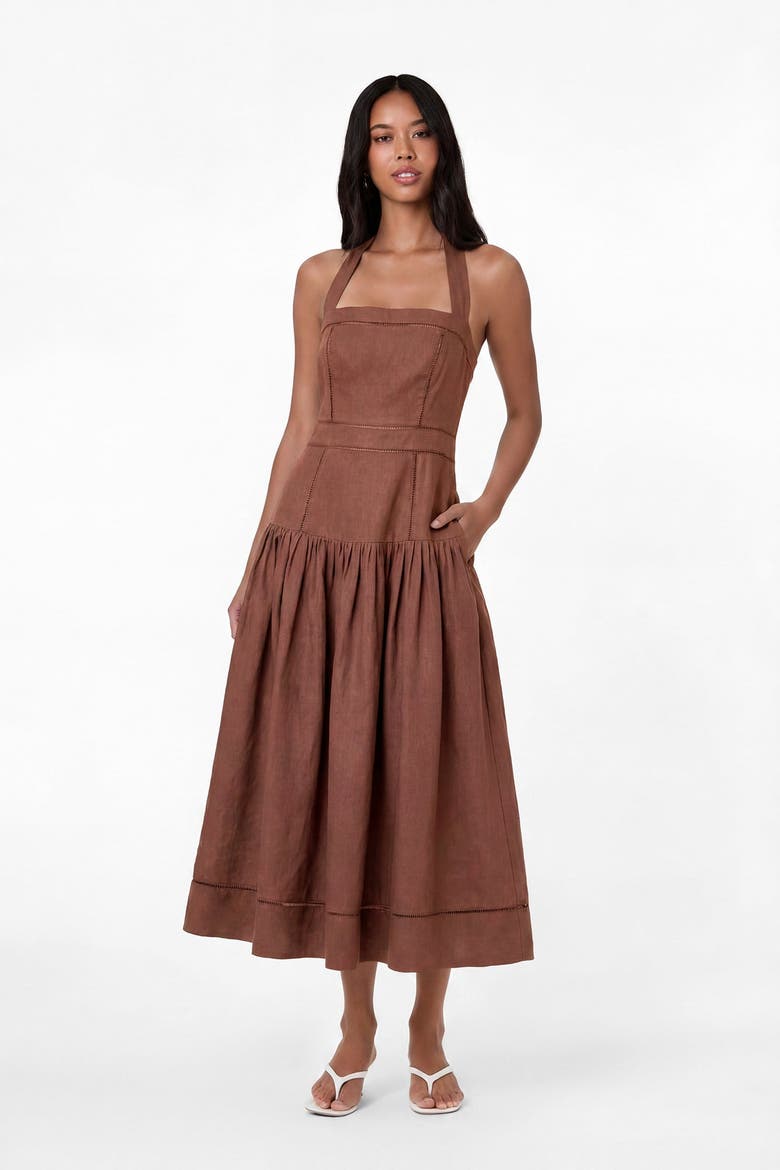 Vivianne Linen Dress, Main, color, MOCHA