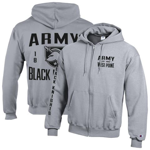 Men's Champion  Heather Gray Army Black Knights Varsity Powerblend Full-Zip Fleece Hoodie