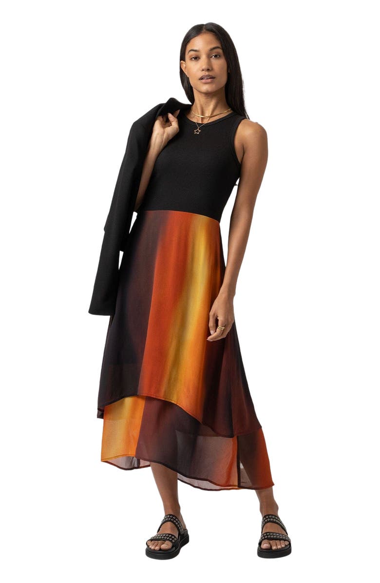 Saint + Sofia Etta Layered Dress, Alternate, color, Amber