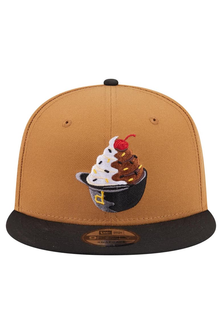 Men's New Era Khaki/Black Pittsburgh Pirates Ice Cream 9FIFTY Snapback Hat, Alternate, color, Khaki