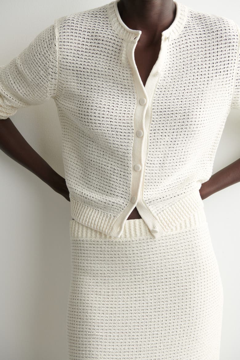 Textured Knitted Cotton Mini Skirt, Alternate, color, WHITE