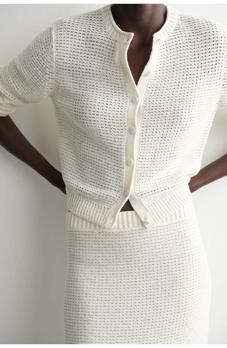 COS Textured Knitted Cotton Mini Skirt, Alternate, color, White