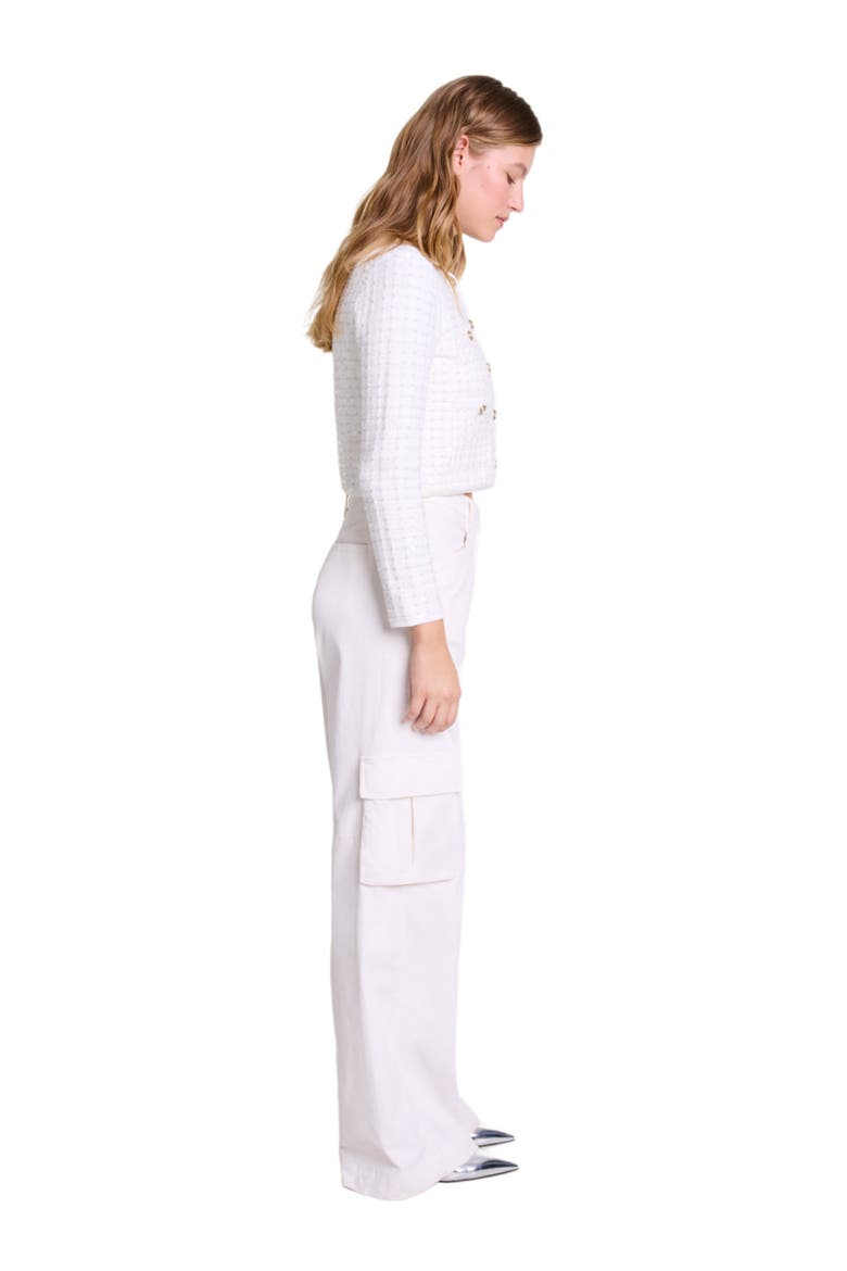 Sequin knit cardigan, Alternate, color, Off white