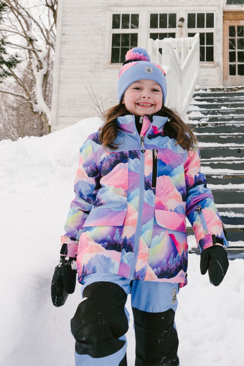Play Mountain Jacket & Reinforced Pants Two Piece Snowsuit, Alternate, color, Pink Print with Blue Mountains
