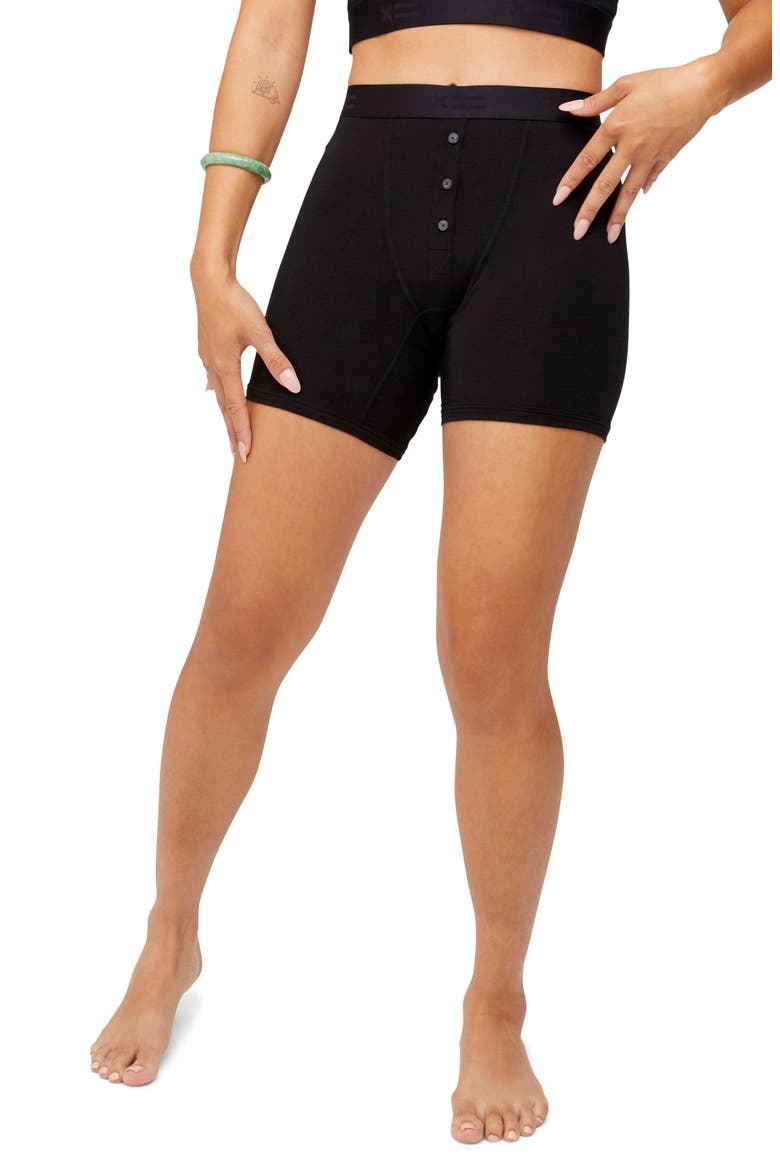 6-Inch Stretch Cotton Boxer Briefs, Main, color, X BLACK
