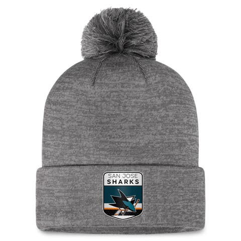 Men's Fanatics Branded  Gray San Jose Sharks Authentic Pro Home Ice Cuffed Knit Hat with Pom