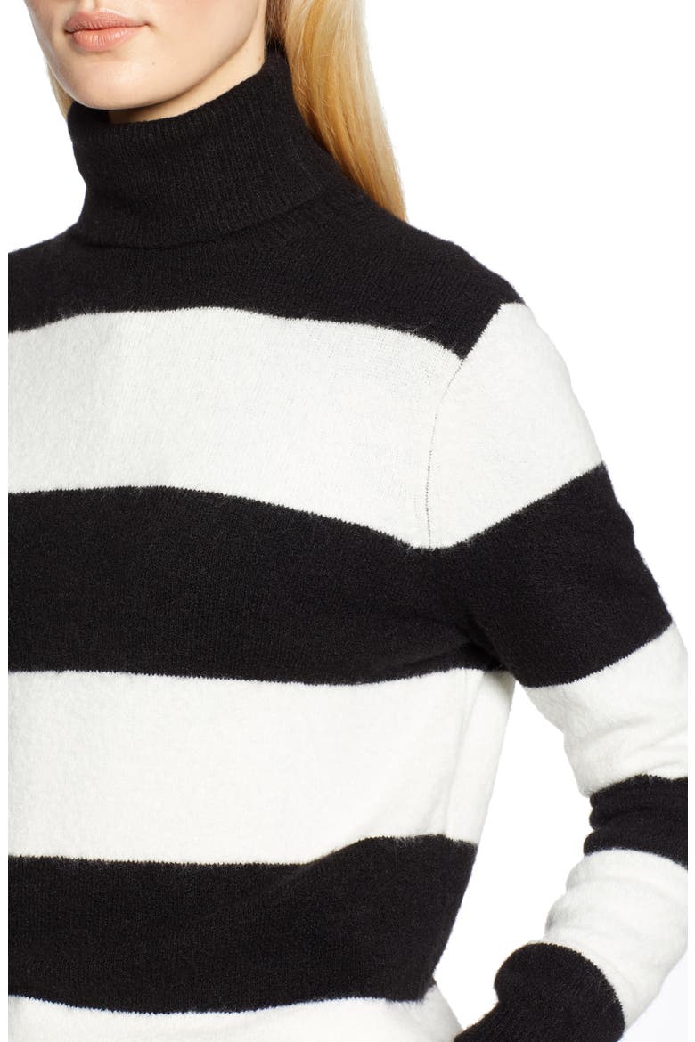 x Atlantic-Pacific Stripe Turtleneck Sweater, Alternate, color, BLACK- IVORY STRIPE