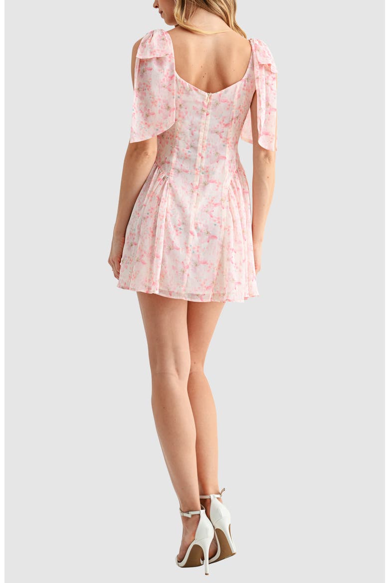 Tie Shoulder Fit & Flare Minidress, Alternate, color, PINK FLORAL