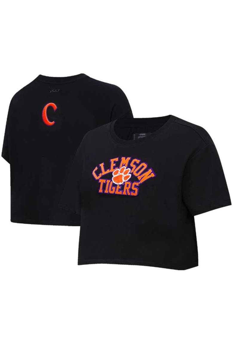 PRO STANDARD Women's Pro Standard Black Clemson Tigers Classic Three-Hit Boxy Cropped T-Shirt, Main, color, Black