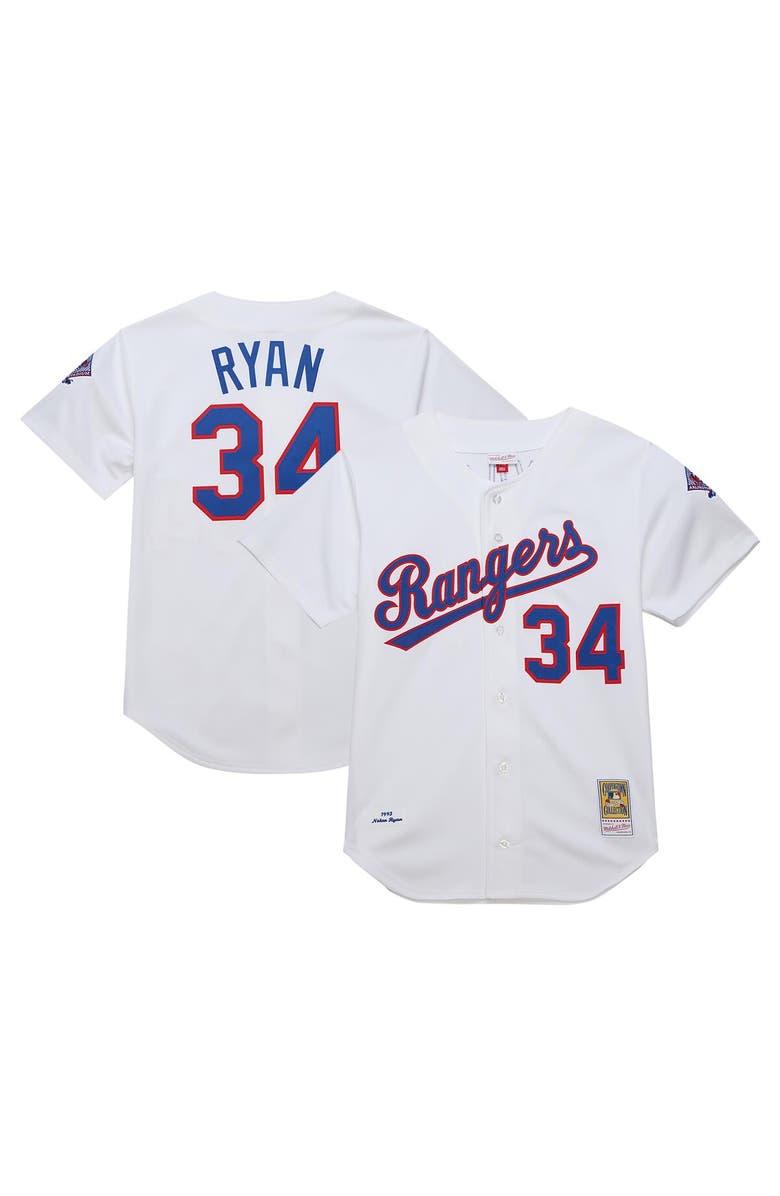 Mitchell & Ness Men's Mitchell & Ness Nolan Ryan Nolan Ryan White Texas Rangers 1993 Cooperstown Collection Authentic Jersey, Alternate, color, White