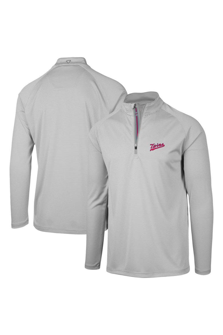 Men's Levelwear Gray Minnesota Twins Orion Historic Logo Raglan Quarter-Zip Jacket, Main, color, Gray