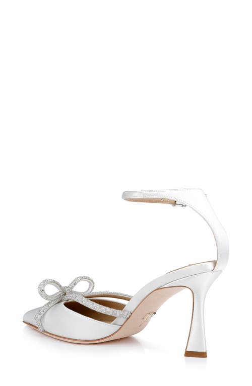 Badgley Mischka Collection Ann Ankle Strap Pointed Toe Pump In White