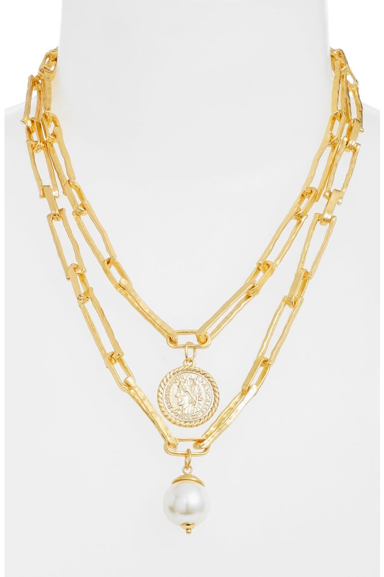 Layered Pendant Necklace, Alternate, color, GOLD