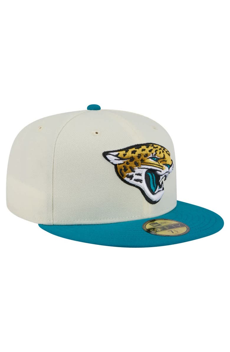 New Era Men's New Era White/Teal Jacksonville Jaguars Main 59FIFTY Fitted Hat, Alternate, color, White