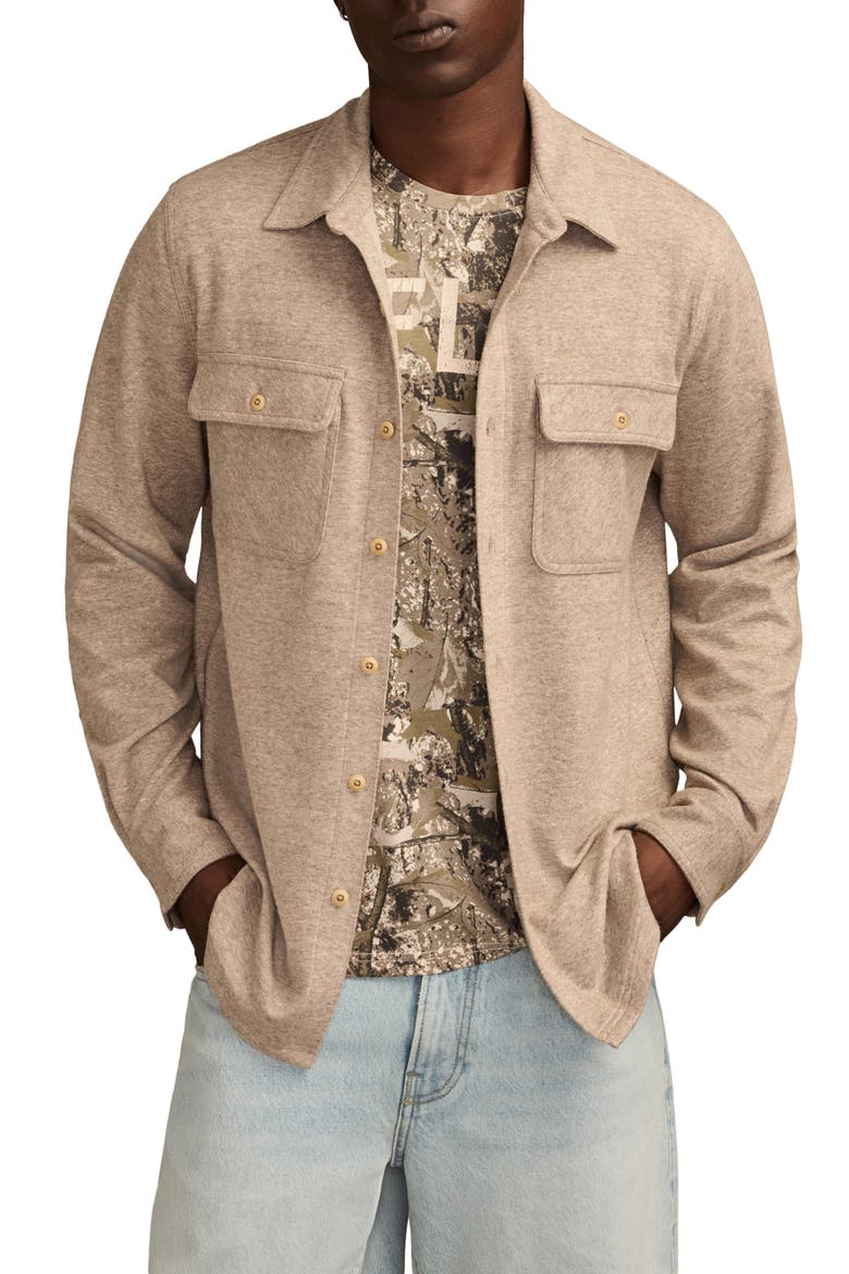 Regular Fit Knit Button-Up Shirt, Main, color, TAUPE HEATHER