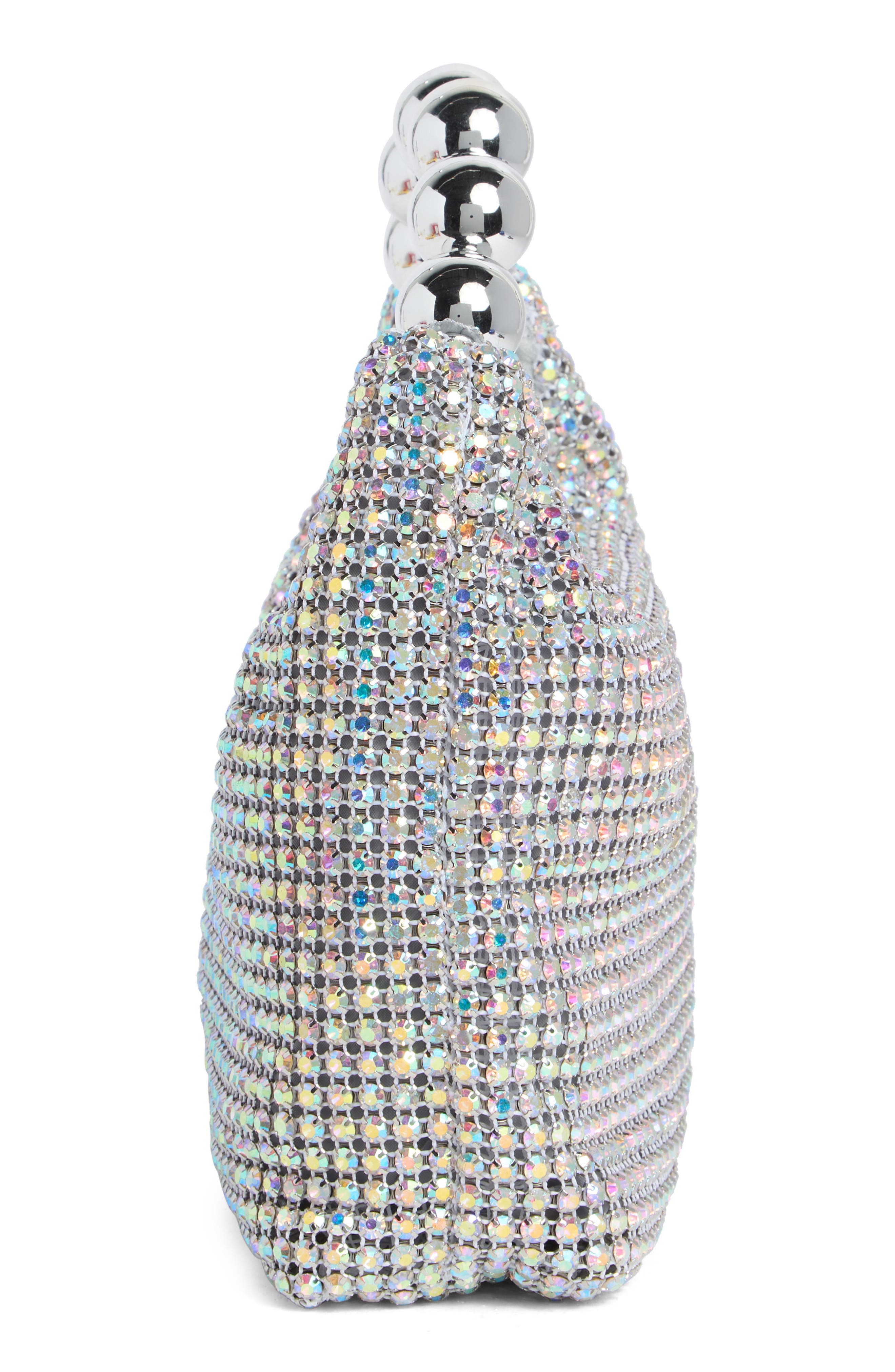 Jessica McClintock Clementine Clutch, Alternate, color, Irridescent Silver