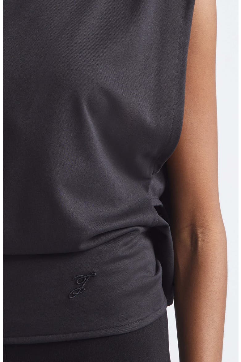 Le Moisson Draped Paper Jersey Apron Top, Alternate, color, BLACK