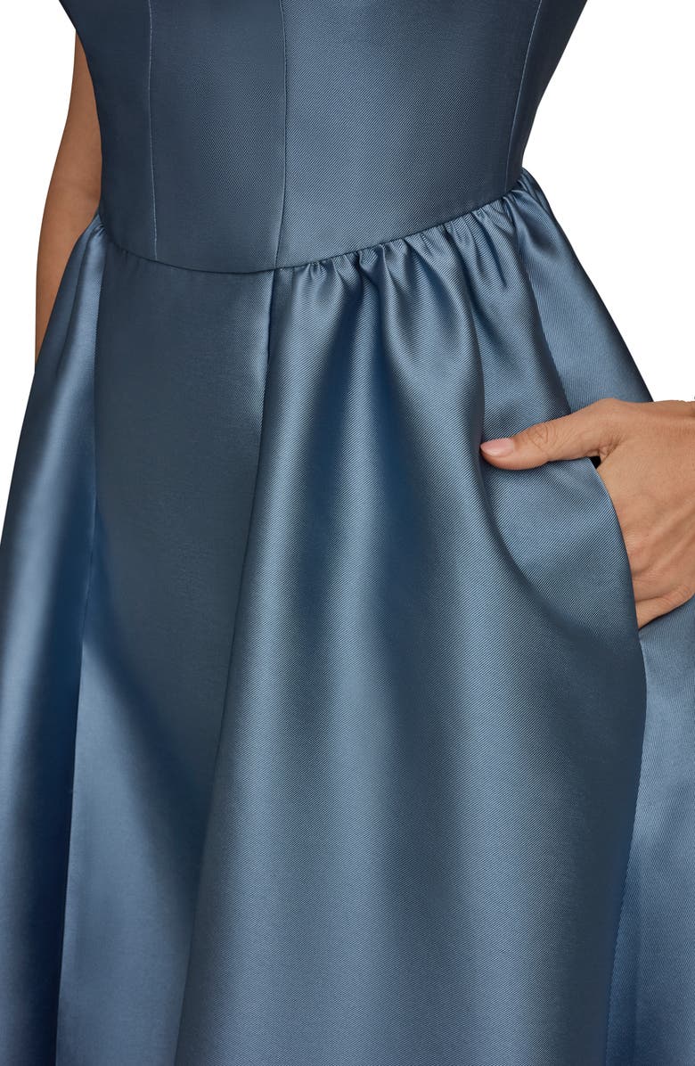 Donna Karan New York Satin A-Line Midi Dress, Alternate, color, Washed Indigo