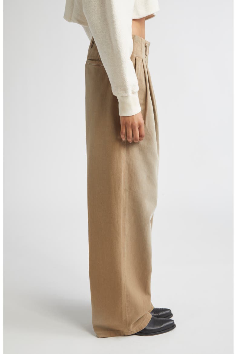Journey Hollywood Waist Twill Wide Leg Pants, Alternate, color, PALE KHAKI