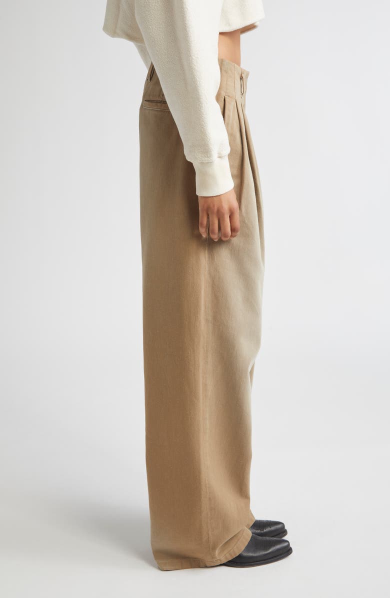 Golden Goose Journey Hollywood Waist Twill Wide Leg Pants, Alternate, color, Pale Khaki