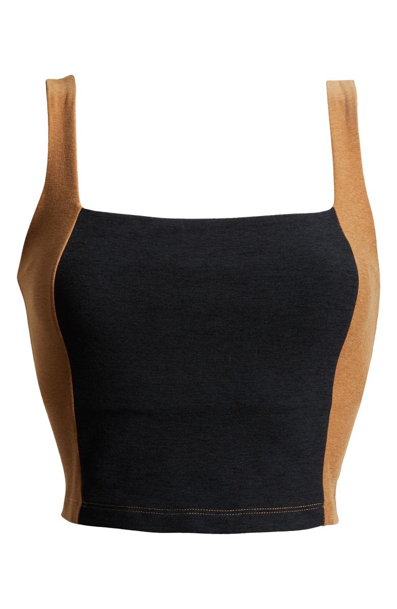 Beyond Yoga Space Dye Colorblock Crop Tank, Alternate, color, Darkest Night/Carmel Toffee