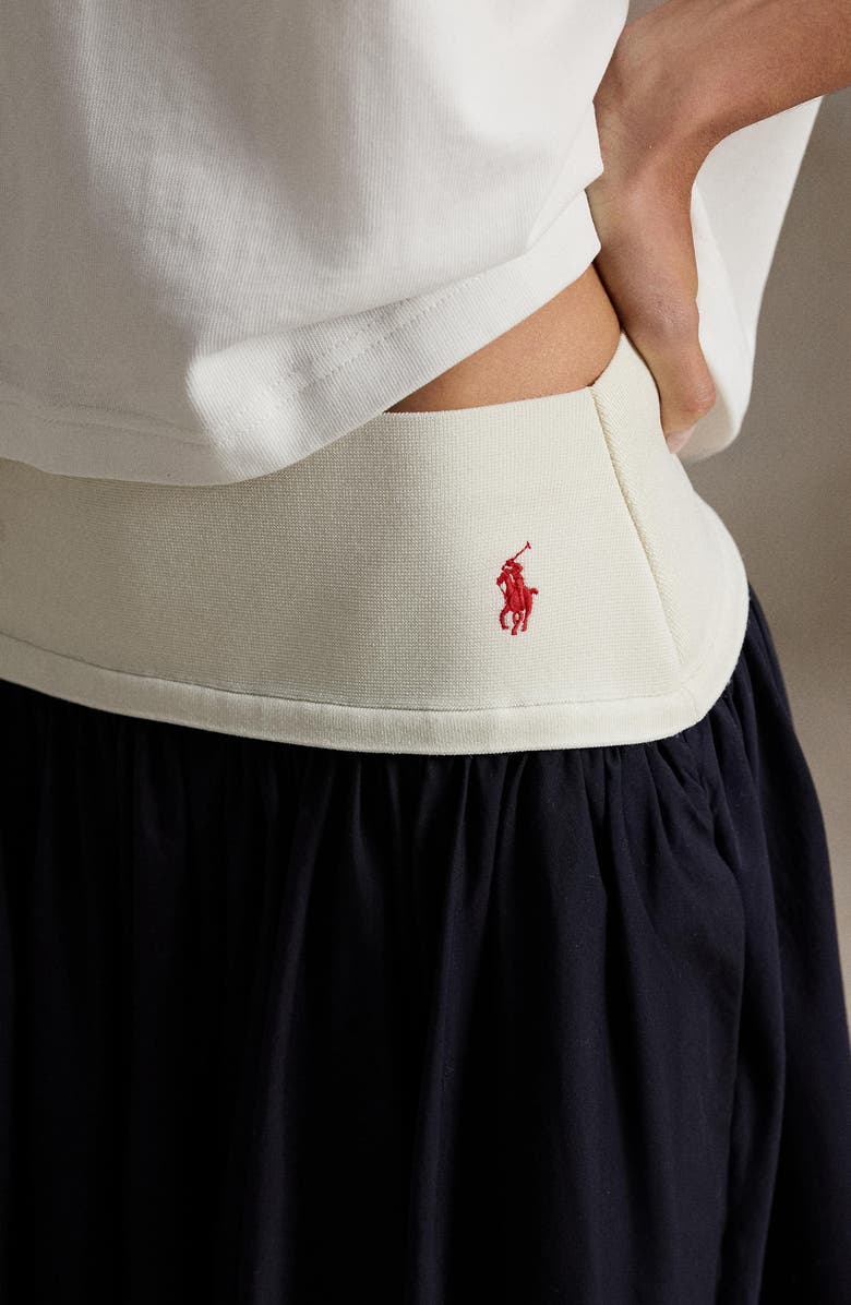 Polo Ralph Lauren Mixed Media Cotton Poplin Maxi Skirt, Alternate, color, Atlantic