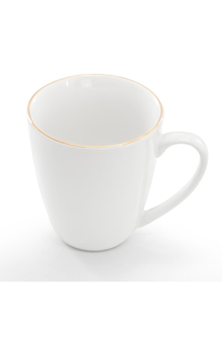 Gibson Home Ogalla 8 Piece 12 Ounce Gold Banded Fine Ceramic Mug Set, Alternate, color, White