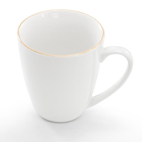 Gibson Home Ogalla 8 Piece 12 Ounce Gold Banded Fine Ceramic Mug Set In White