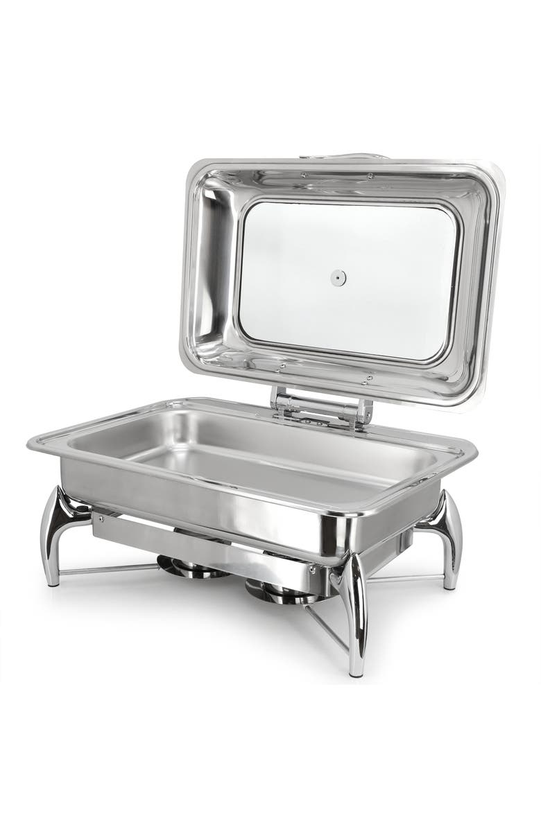Megachef 9.5 Quart Stainless Steel Rectangle Professional Chafing Dish/Food Warmer/Buffet Server Serving Trays, Alternate, color, Silver
