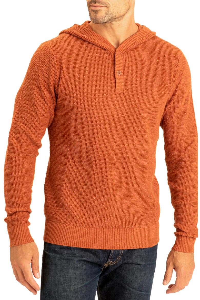 Trim Fit Waffle Knit Henley Hoodie, Main, color, MONARCH